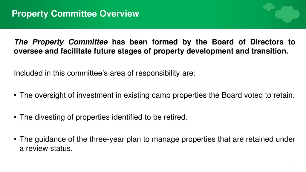property committee overview