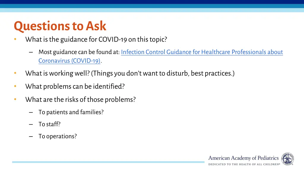 questions to ask what is the guidance for covid