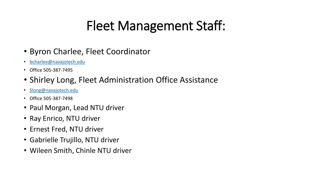 fleet management staff fleet management staff