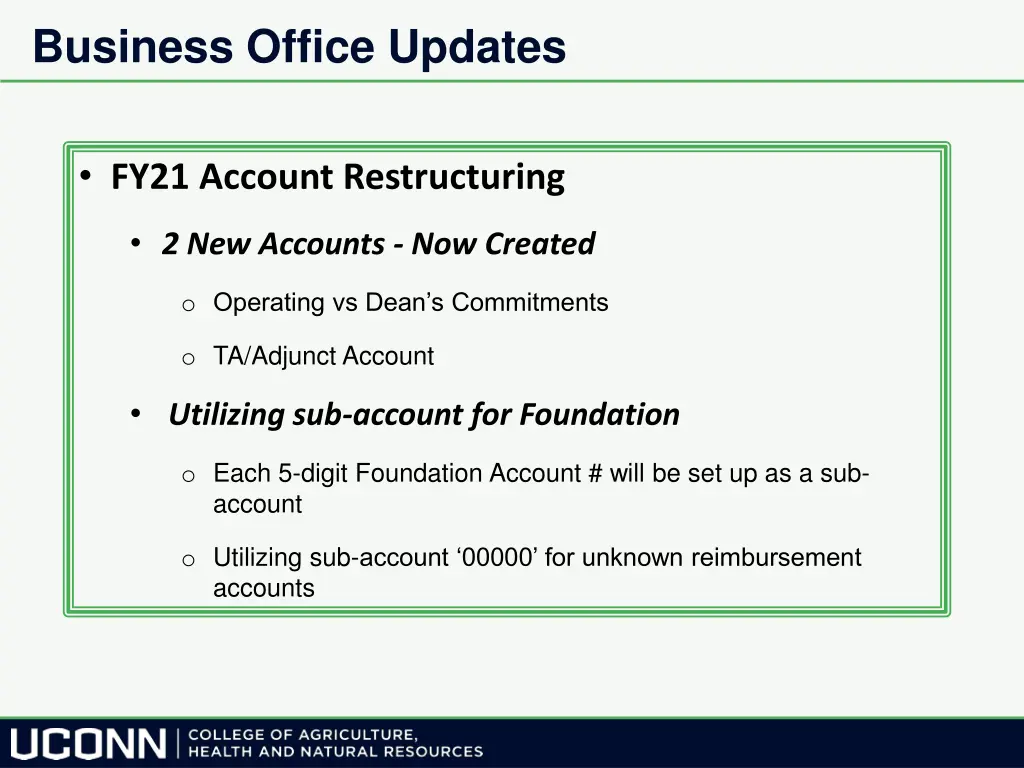 business office updates