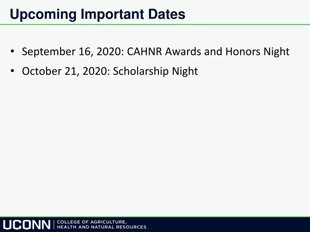 upcoming important dates