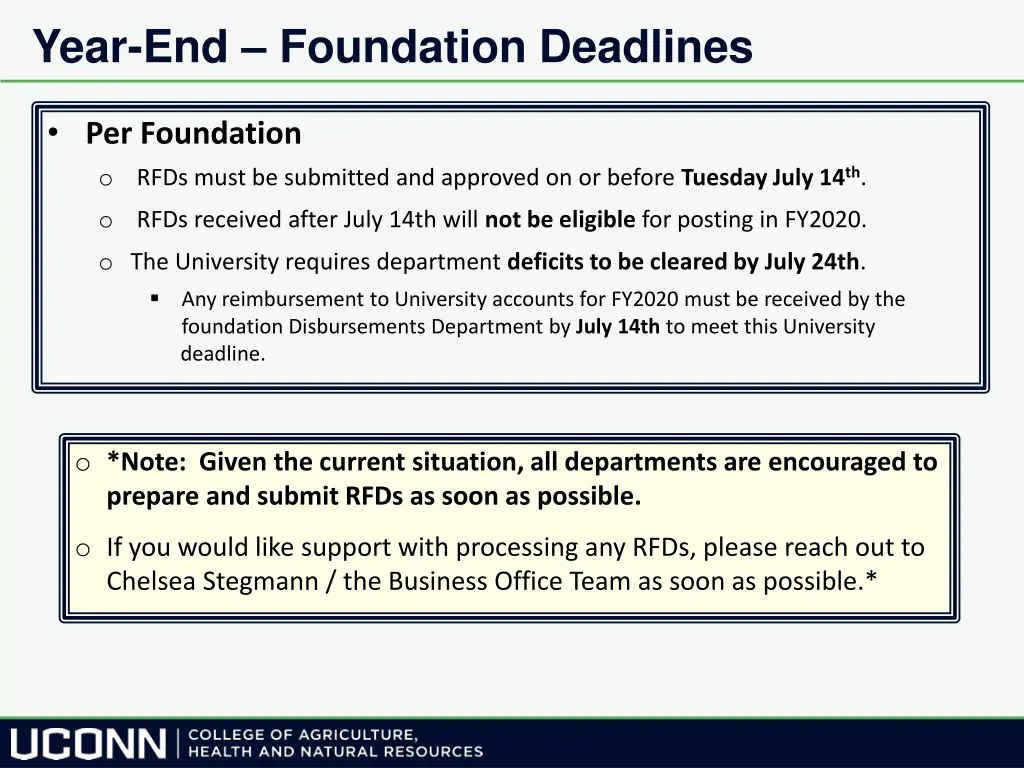 year end foundation deadlines
