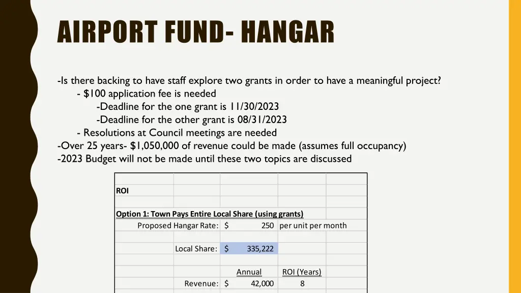 airport fund hangar 1