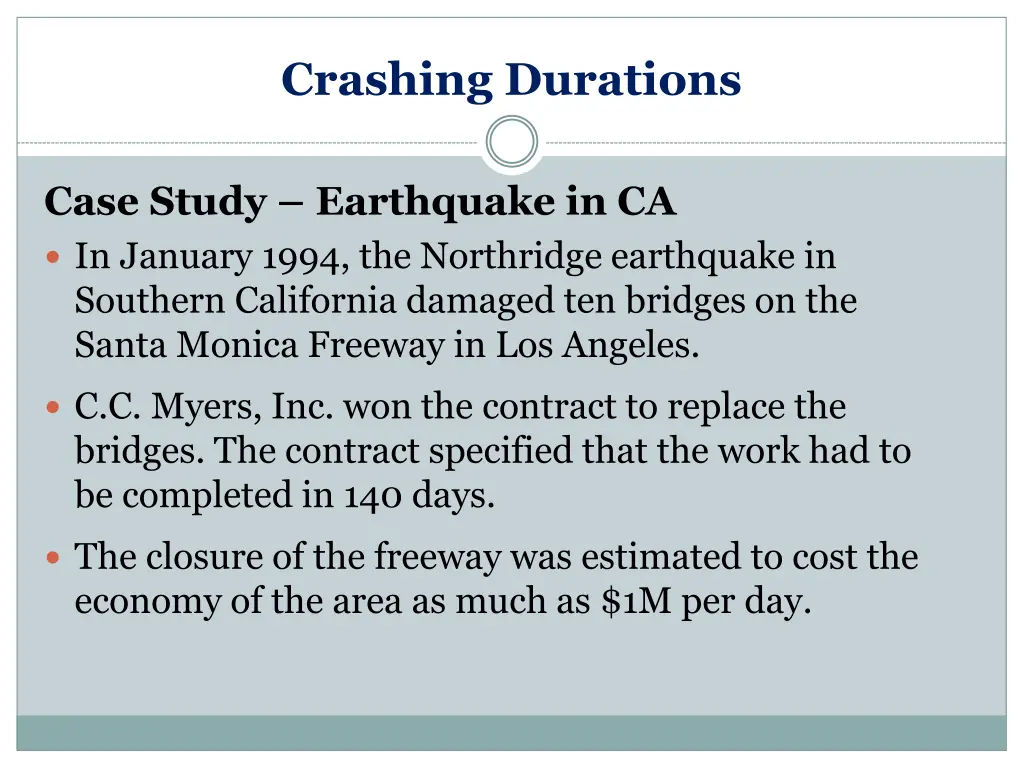 crashing durations 1