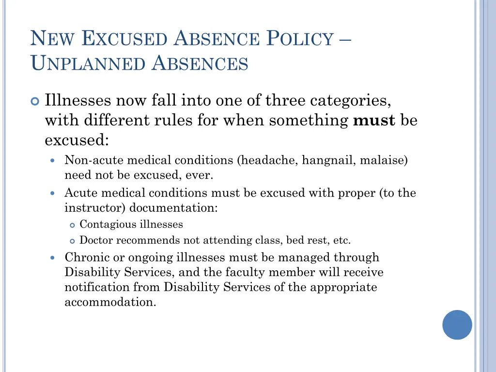 n ew e xcused a bsence p olicy u nplanned 1