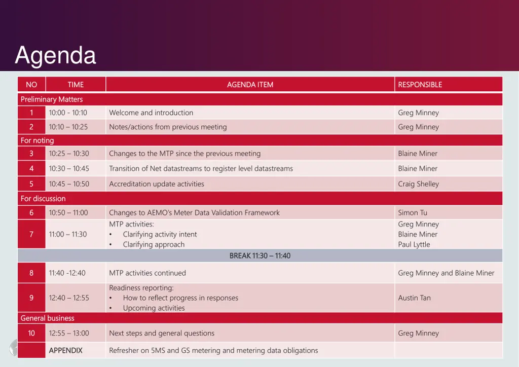 agenda