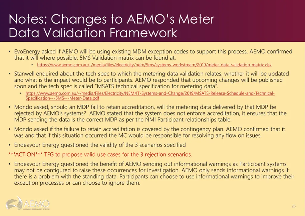 notes changes to aemo s meter data validation
