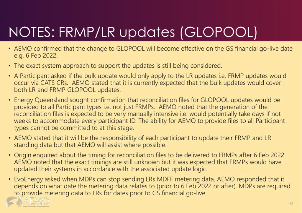 notes frmp lr updates glopool