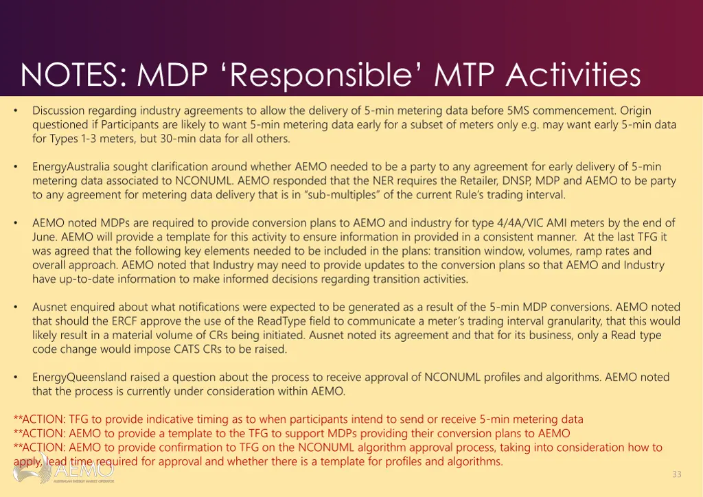 notes mdp responsible mtp activities