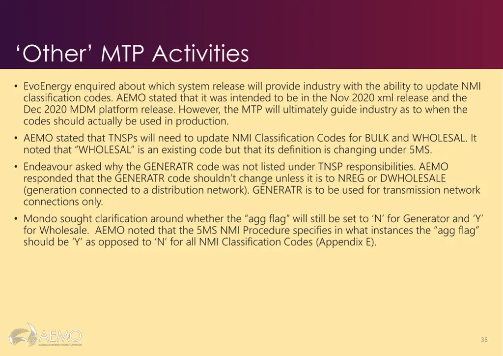 other mtp activities