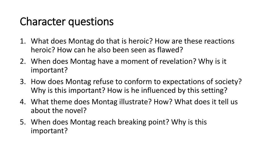 character questions character questions
