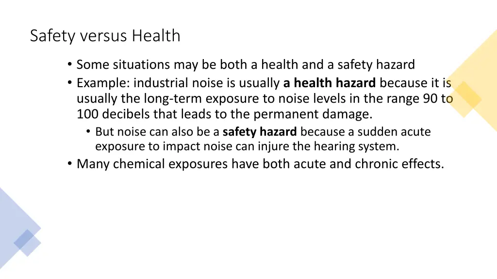 safety versus health 1