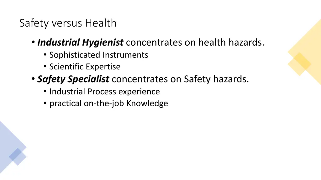 safety versus health 2