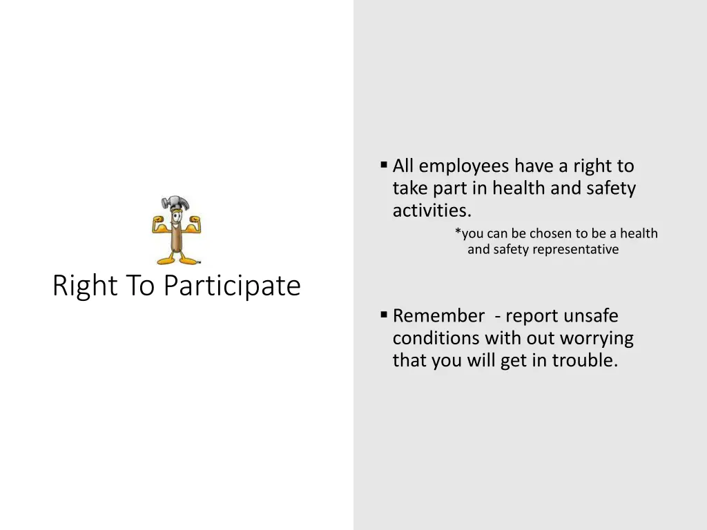 all employees have a right to take part in health