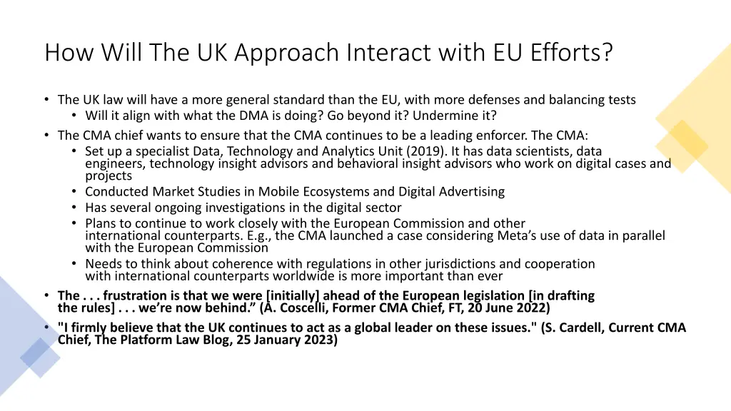 how will the uk approach interact with eu efforts