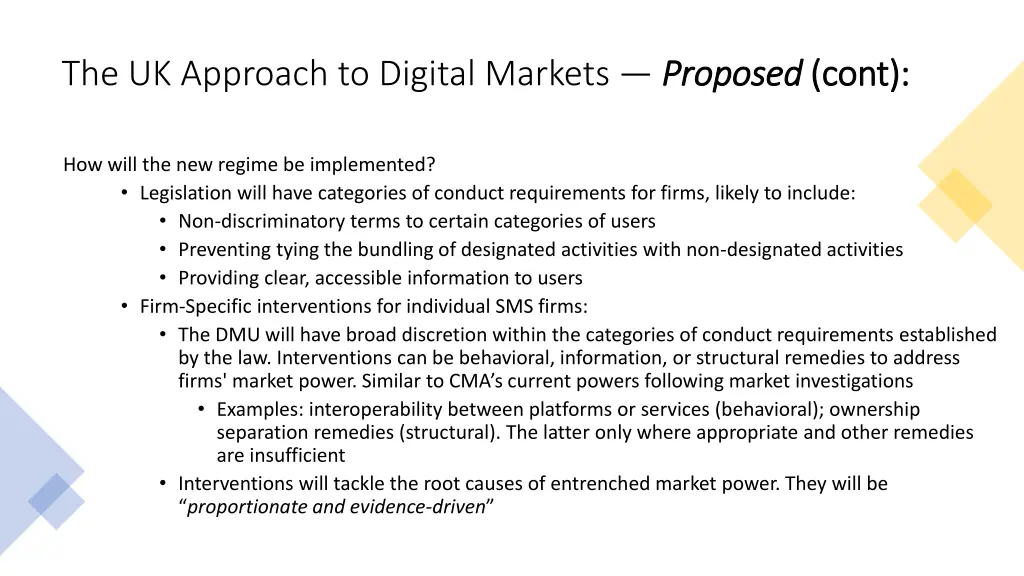 the uk approach to digital markets proposed 2