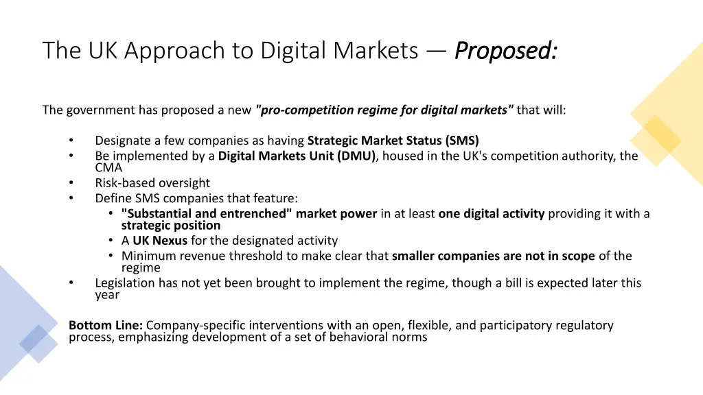 the uk approach to digital markets proposed