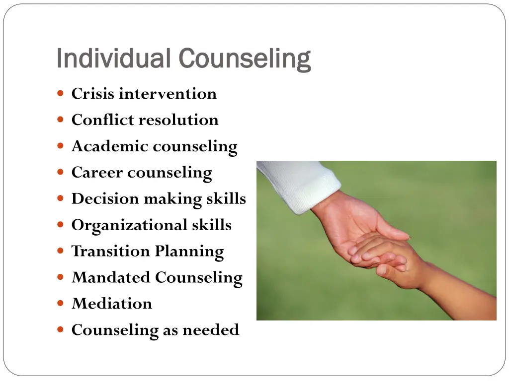 individual counseling individual counseling