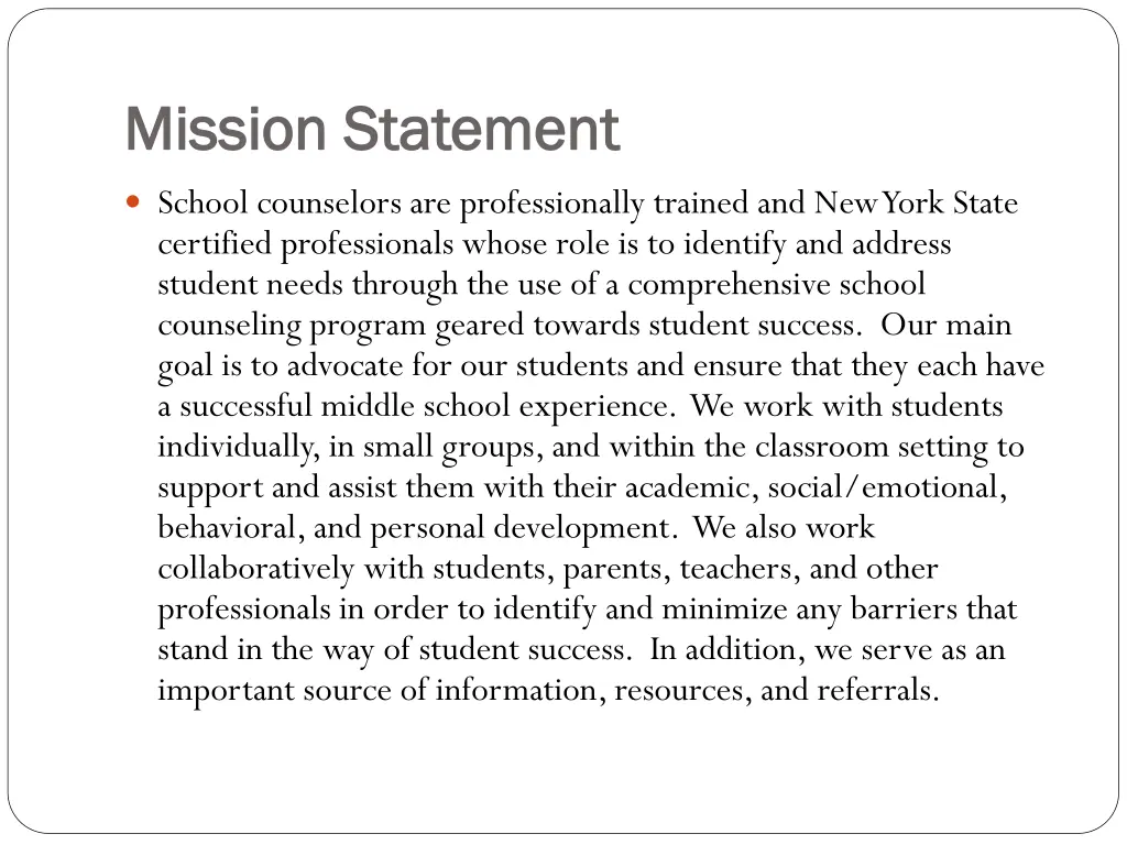 mission statement mission statement