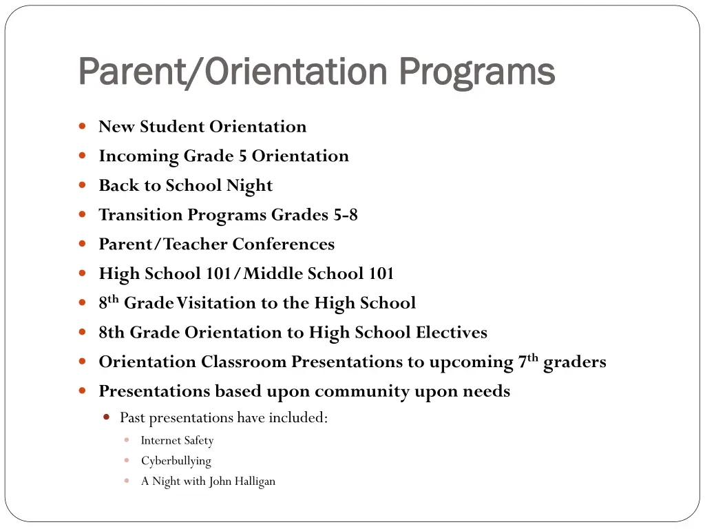 parent orientation programs parent orientation