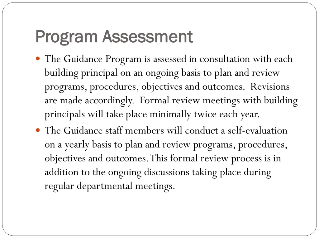 program assessment program assessment
