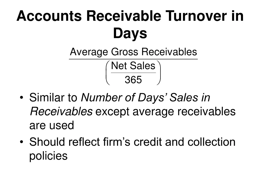 accounts receivable turnover in days average