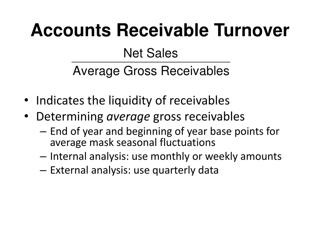 accounts receivable turnover net sales average