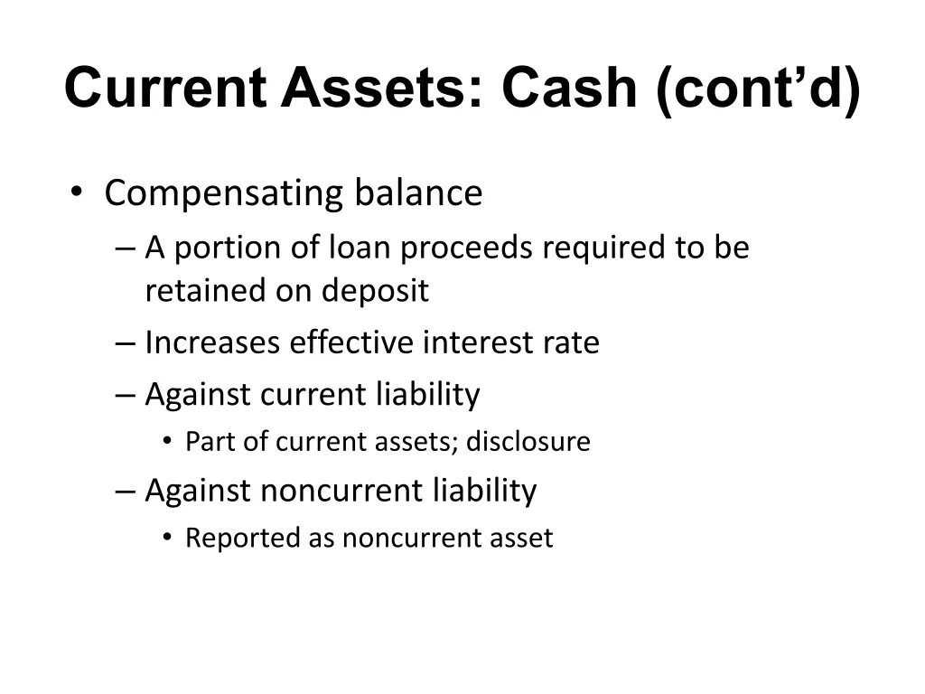 current assets cash cont d