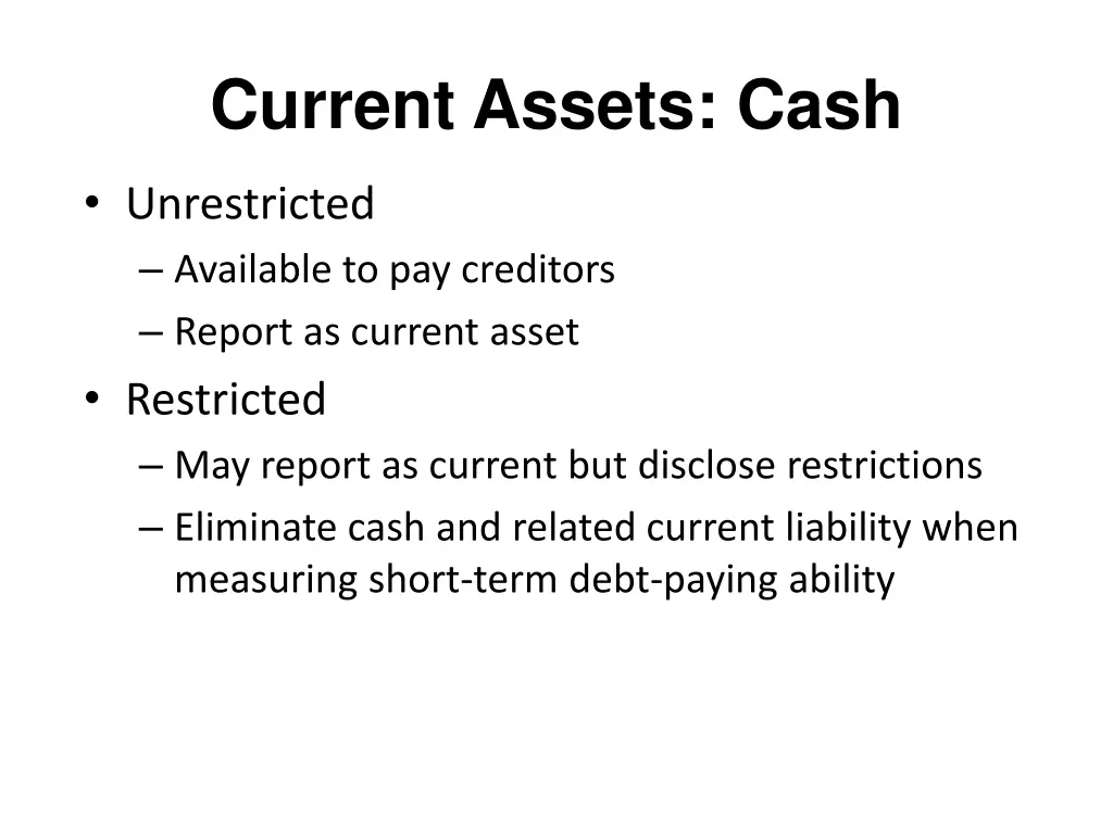 current assets cash