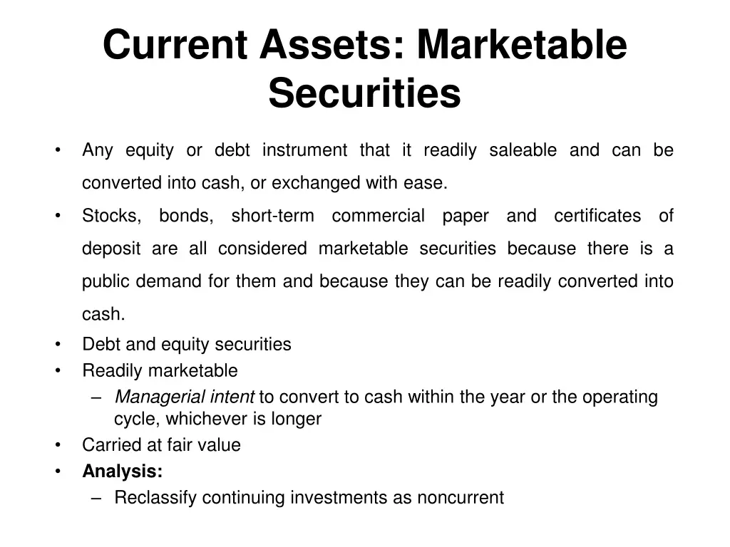 current assets marketable securities