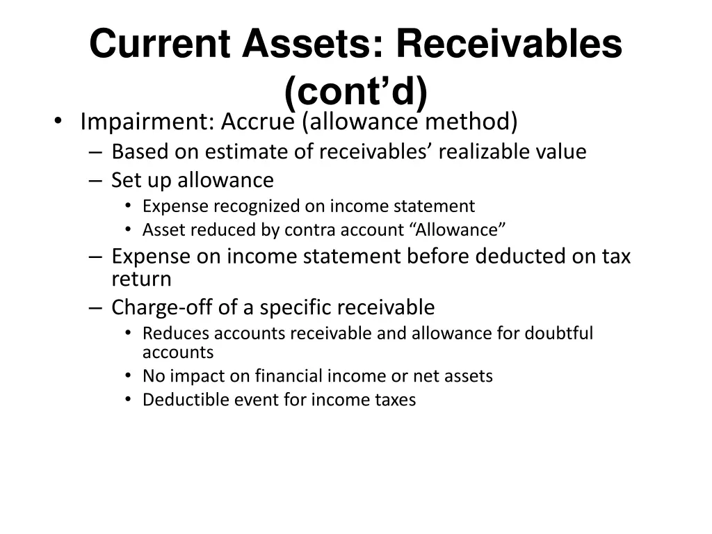 current assets receivables cont d impairment