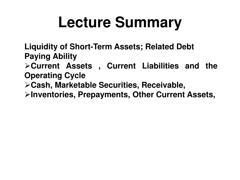 lecture summary