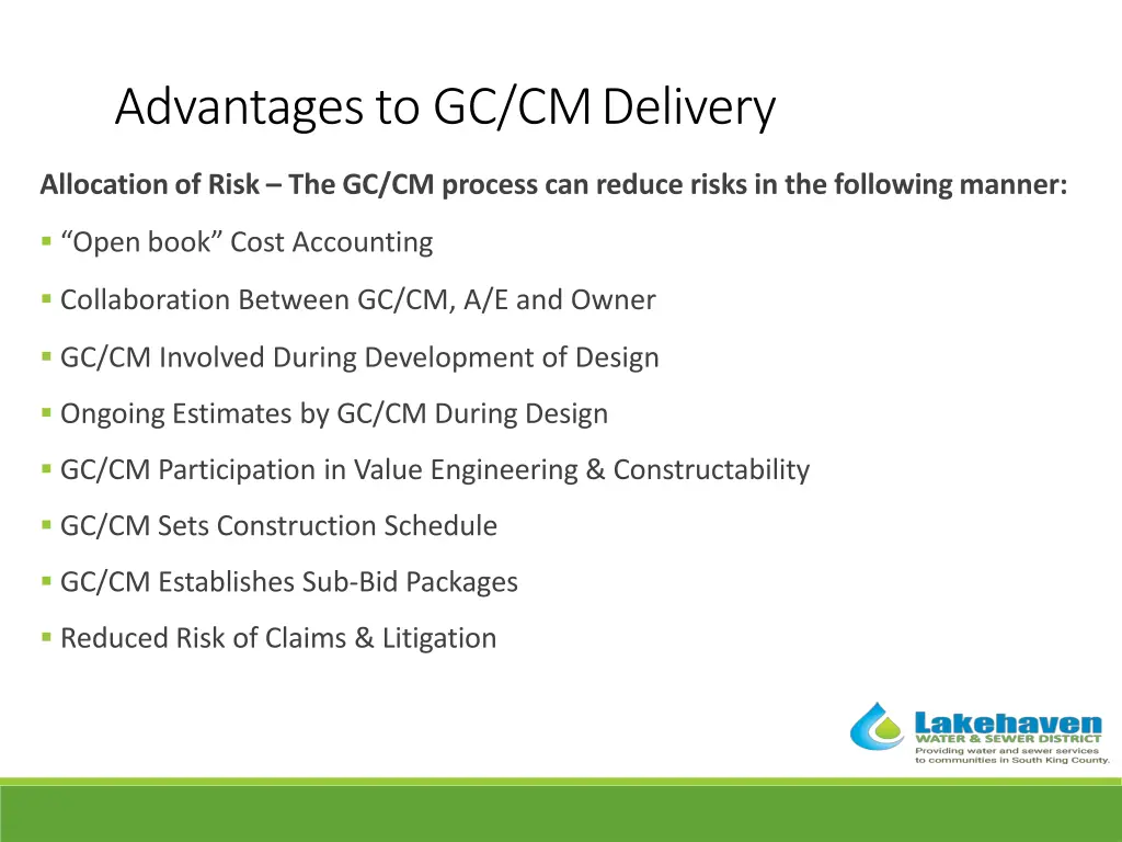 advantages to gc cm delivery