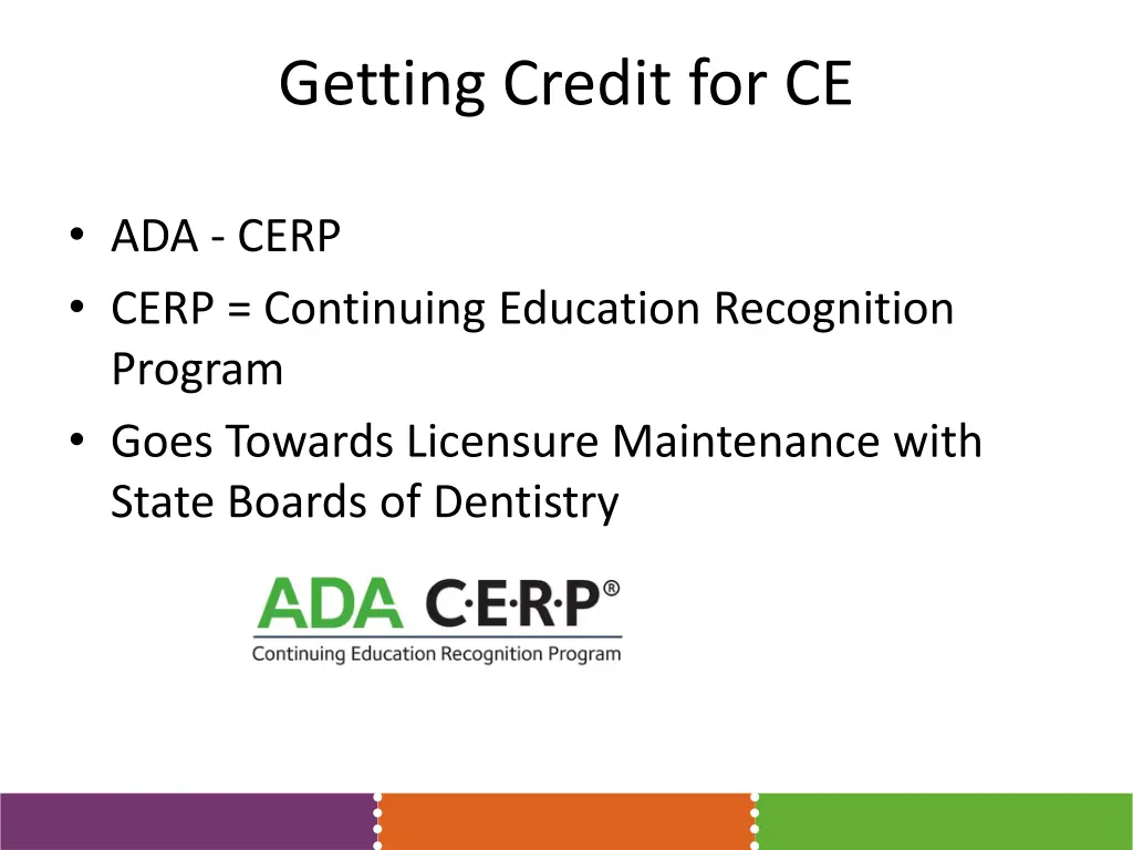 getting credit for ce 1