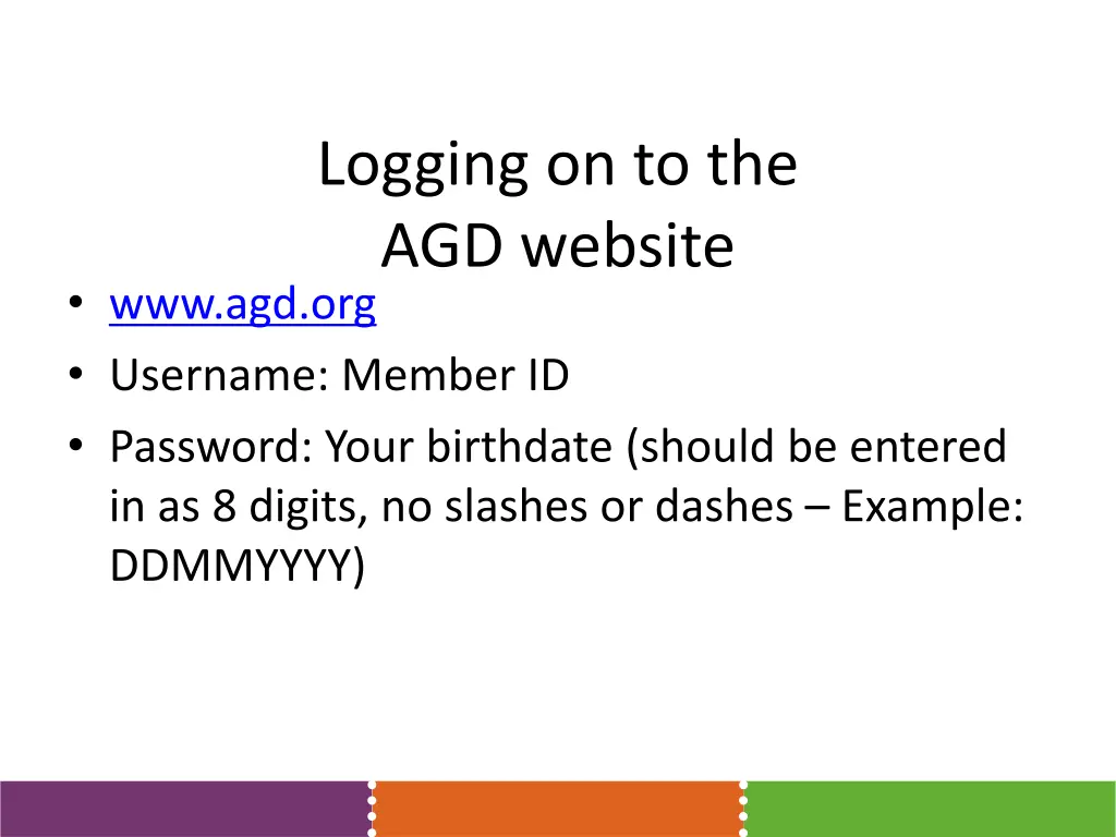 logging on to the agd website