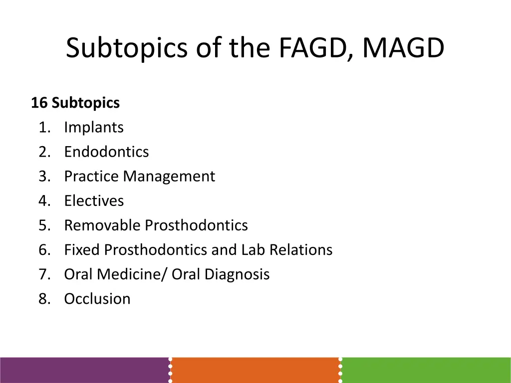 subtopics of the fagd magd