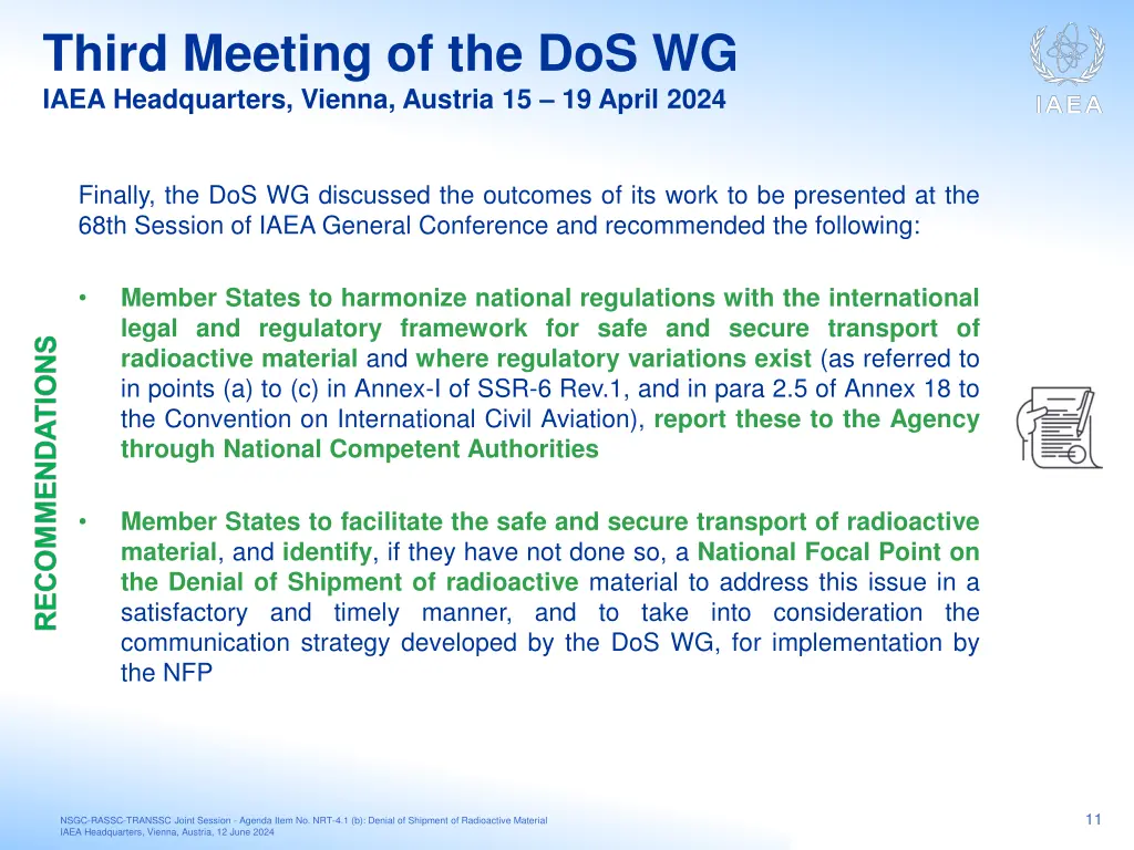 third meeting of the dos wg iaea headquarters 3