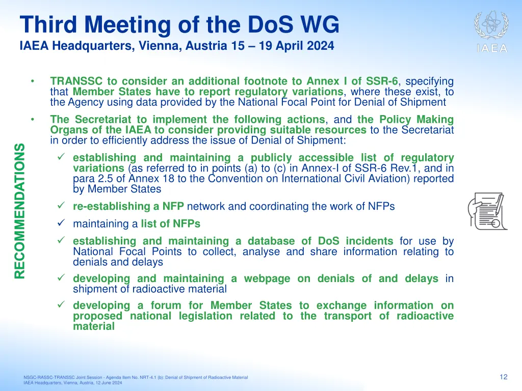 third meeting of the dos wg iaea headquarters 4