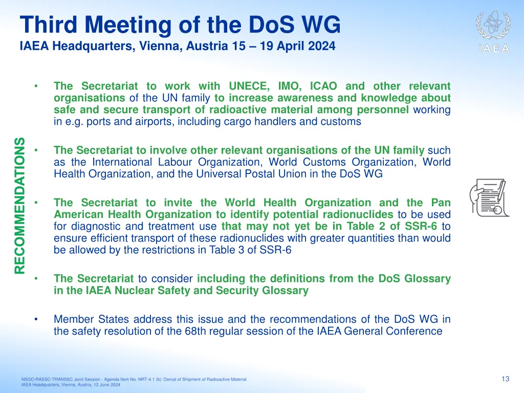 third meeting of the dos wg iaea headquarters 5