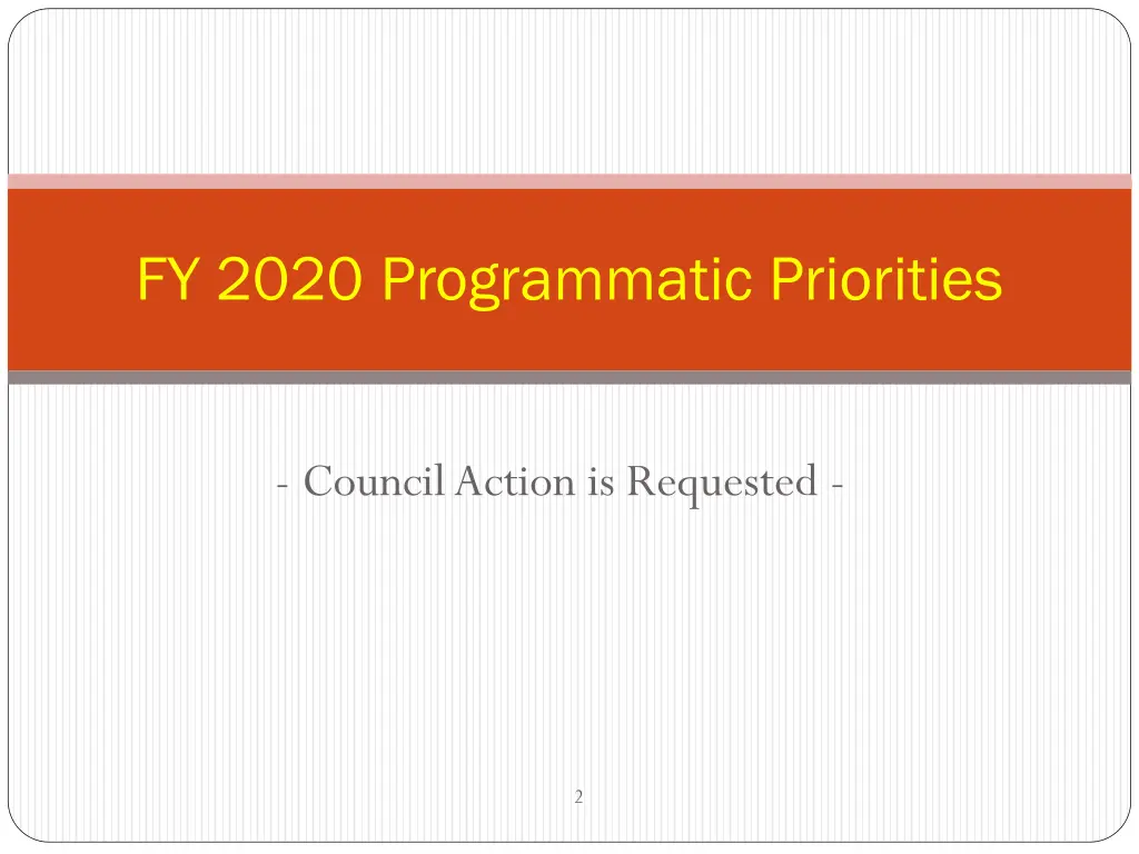 fy 2020 programmatic priorities