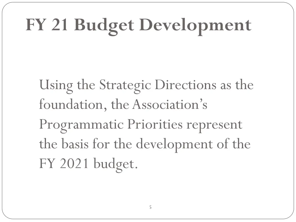 fy 21 budget development