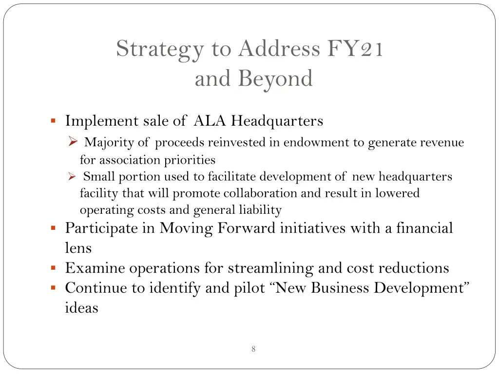 strategy to address fy21 and beyond 1