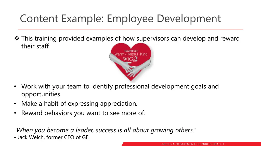 content example employee development