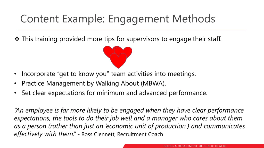 content example engagement methods
