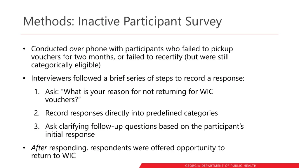 methods inactive participant survey