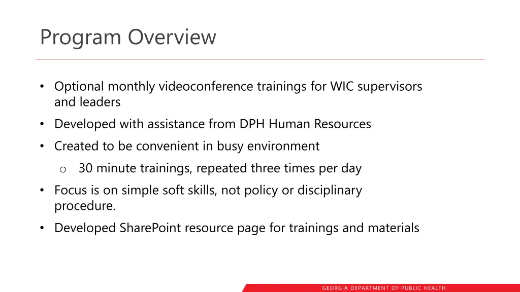program overview
