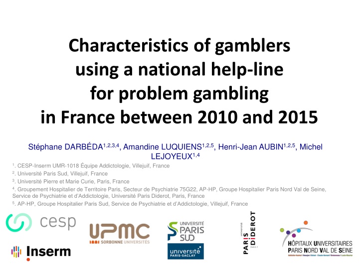 characteristics of gamblers using a national help