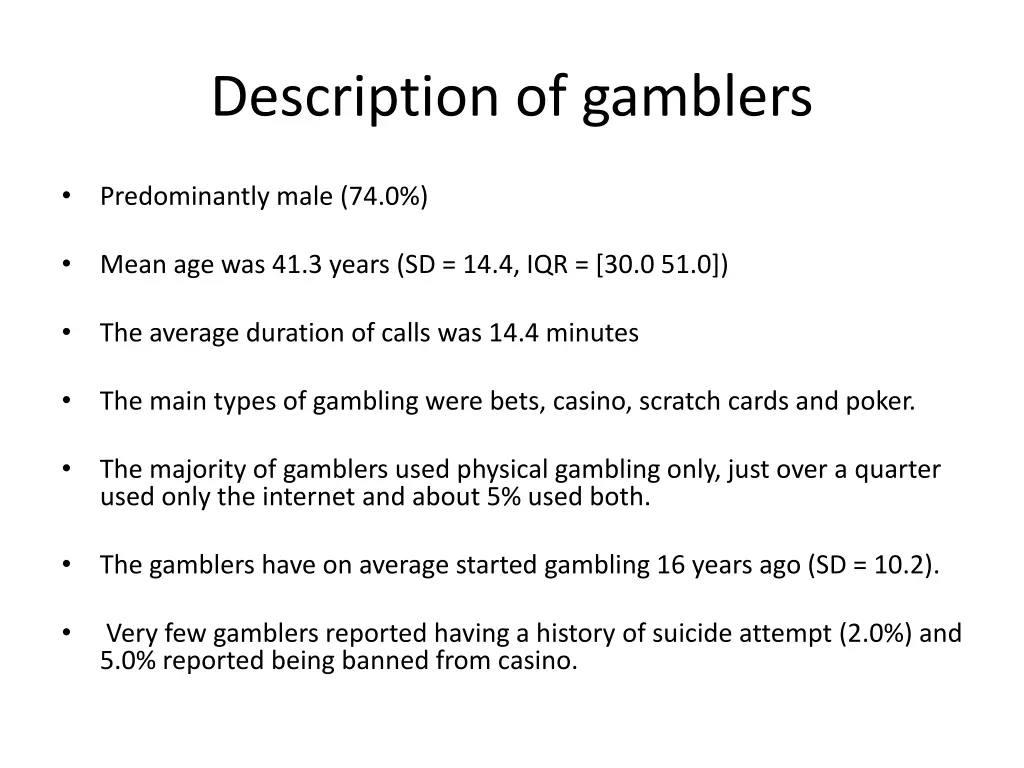 description of gamblers