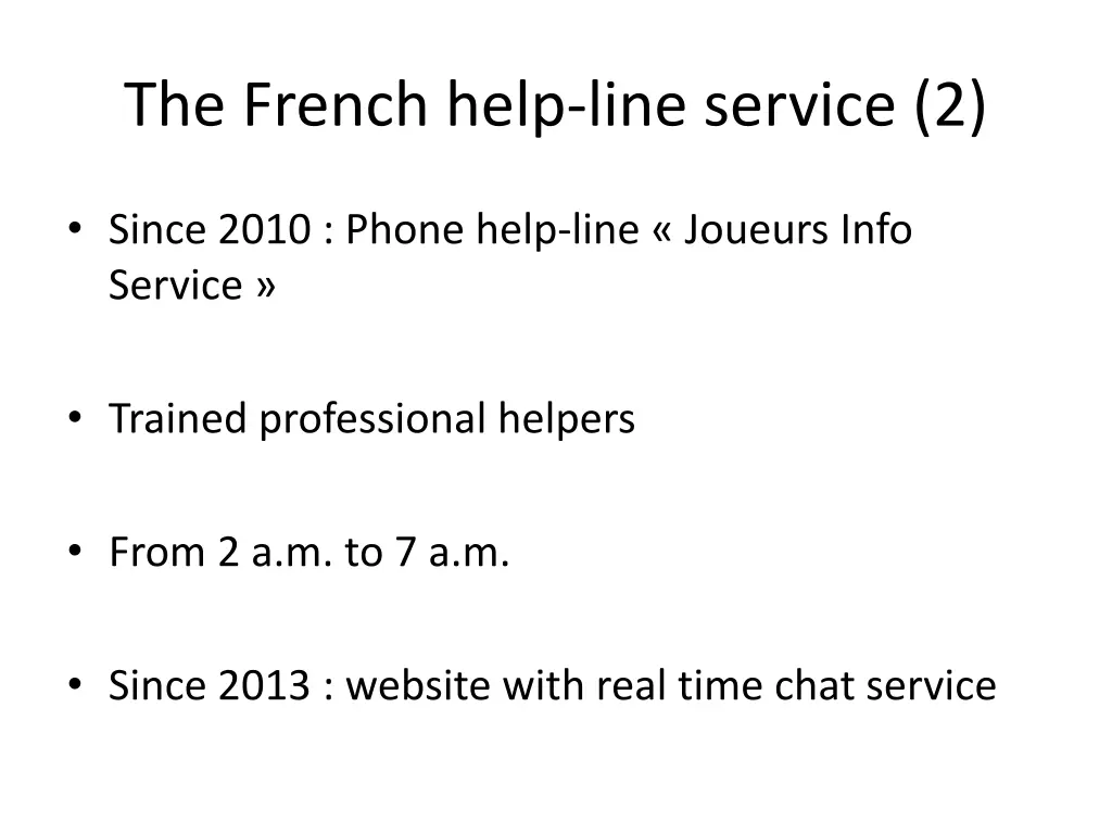 the french help line service 2
