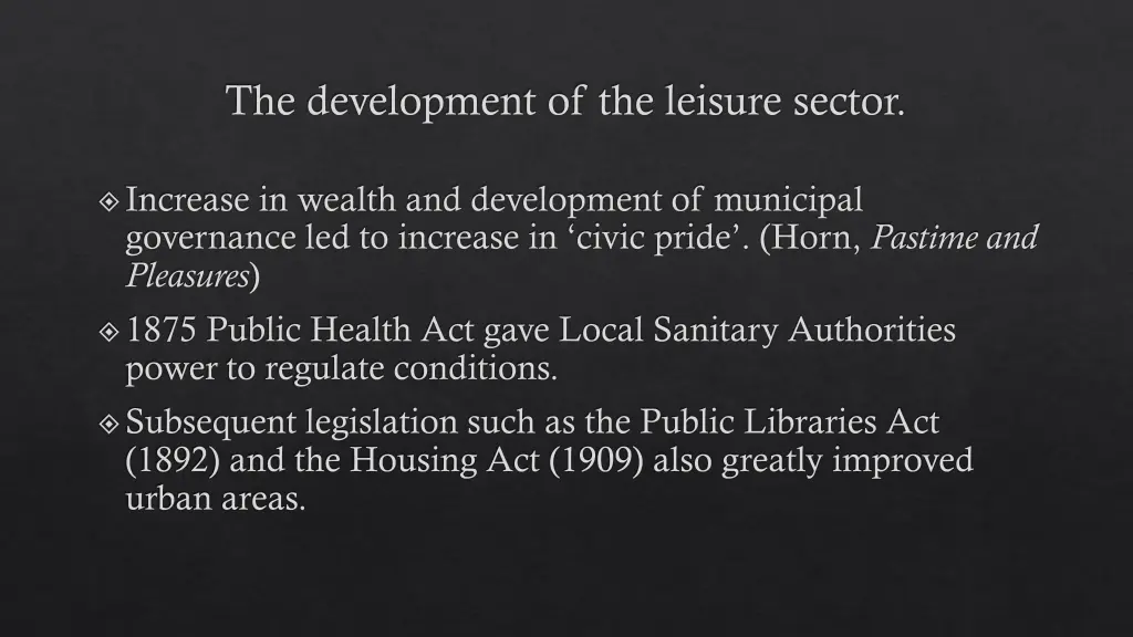 the development of the leisure sector 2